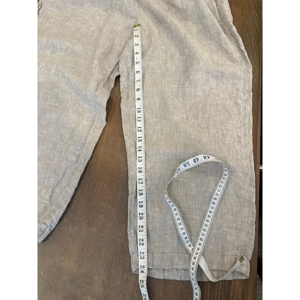 QUINCE Tan 100% Linen Loose Fit Pull On Goucho Pants Women 1X
